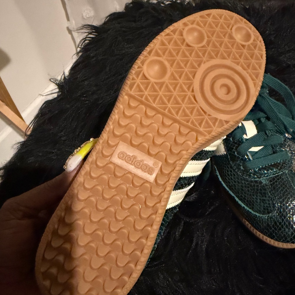 adidas Teal Snake-Print Gazelle with Cream Stripes 🔥 Wore 1x - Picture 3 of 5